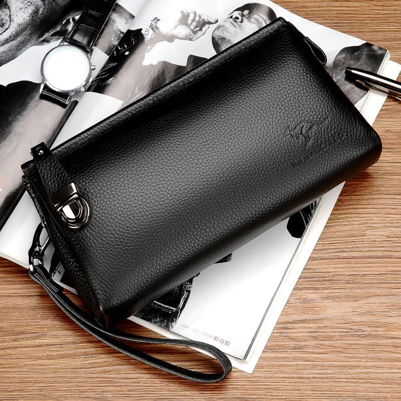 新款牛皮男士手拿包男士手包男士钱包男长款真皮大容量手抓包夹包