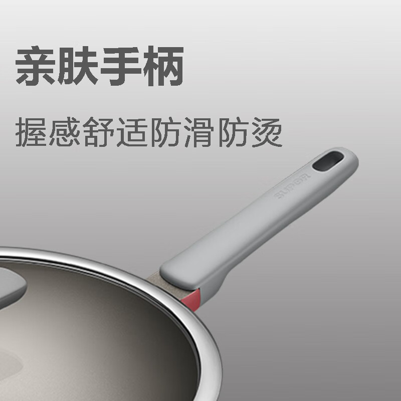 苏泊尔(SUPOR)火红点钛磨力不粘炒锅·晶铸系列少油烟家用烹饪不易粘炒菜锅磁炉通用 30cm NC30WA3送硅胶铲高清大图
