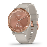 佳明(GARMIN)GarminMove 3S 玫瑰金色表盘浅沙色表带 智能通知心率触屏指针式智能腕表运动版小码