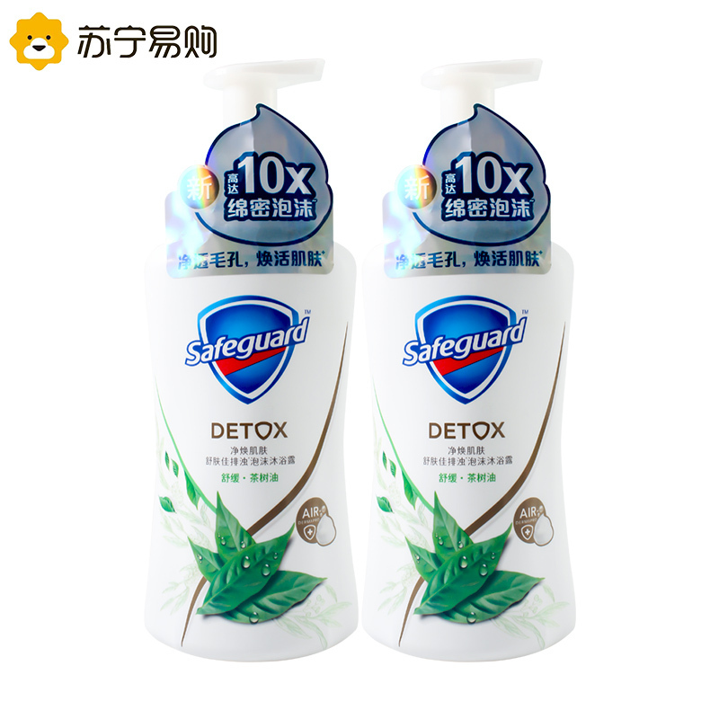 舒肤佳泡沫沐浴露500ml*2瓶组合装小气泡排浊男女长时留香深层清洁茶树油