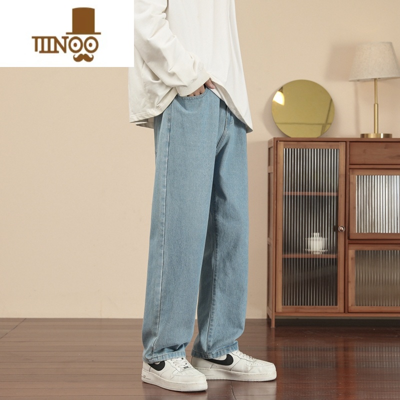 YANXU夏季薄款牛仔裤男直筒宽松高街百搭休闲坠垂感阔腿长裤子高清大图