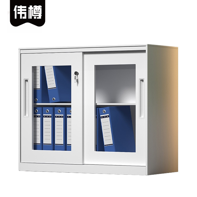 伟樽铁皮矮柜白色玻璃移门900*400*760mm台高清大图