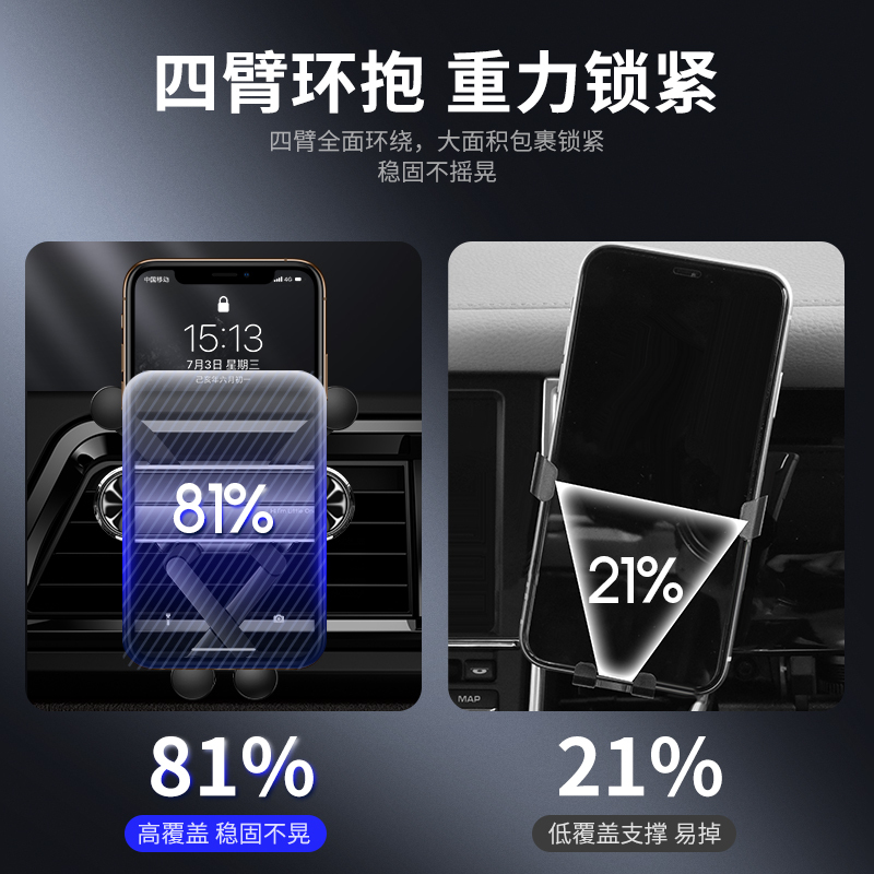火豹车载手机支架汽车用出风口车上重力导航型固定式支驾用品 [收藏+加入购物车]店长承诺:[夹不紧额退!手机座