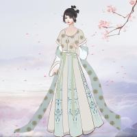 汉服女装襦裙仙女裙中国风学生杯若酒 笙歌 汉服女装坦领半臂内搭一片裙三件套6米摆