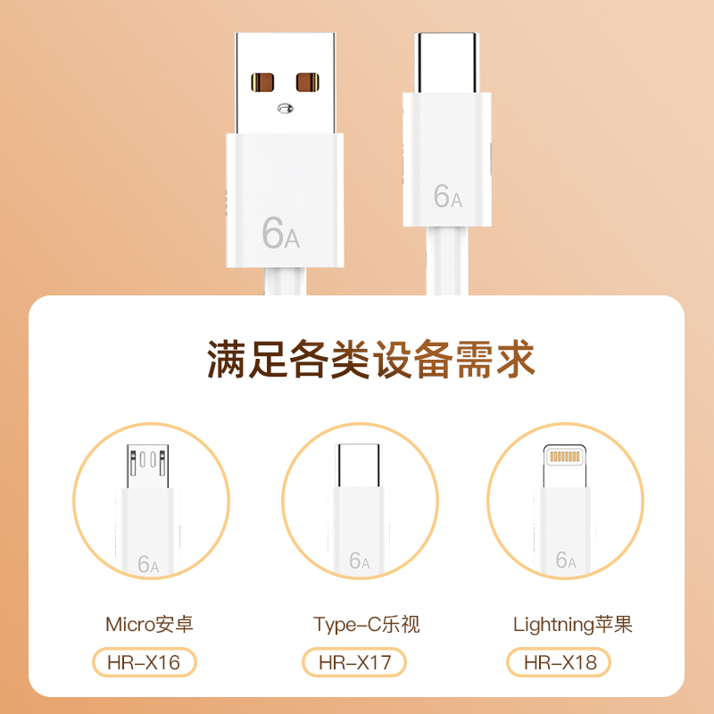皓睿 迅捷七号6A TPE快充数据线快充数据线HR-X16安卓高清大图