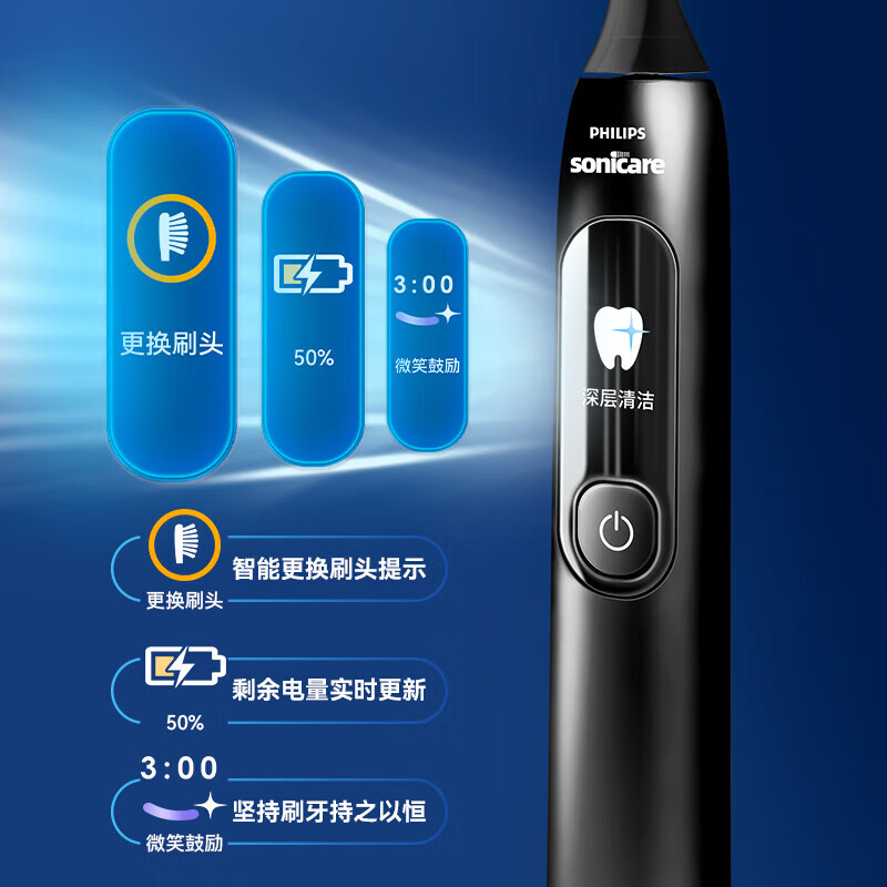 利浦(PHILIPS)智能电动牙刷成人钻石牙刷7系新升级智能互动变频护龈缎光粉HX3792/02高清大图