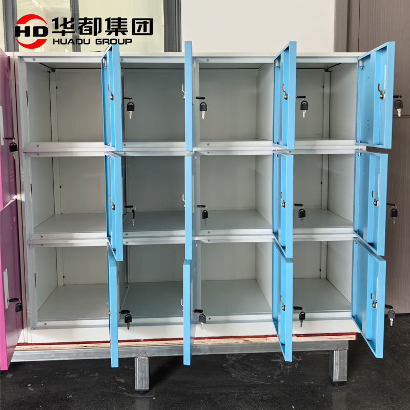 华都HDCB-25 白蓝大十二门书包柜华都书包柜彩色更衣柜带锁储物柜钢制多门收纳柜教室学生杂物柜铁皮柜高清大图