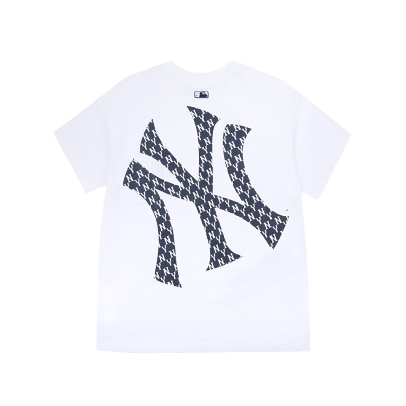 mlb洋基队ny老花大斜标男女休闲短袖22年春夏新款宽松圆领印花套头t恤