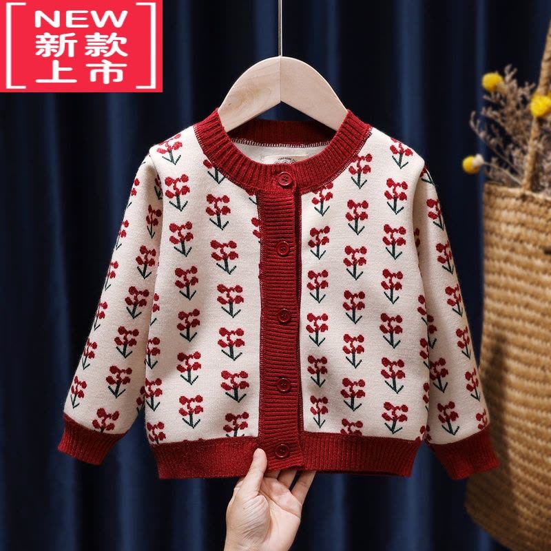 可莉允童装2022春季新款儿童针织毛衣单排扣外套0-8岁女宝宝毛线开衫潮2图片