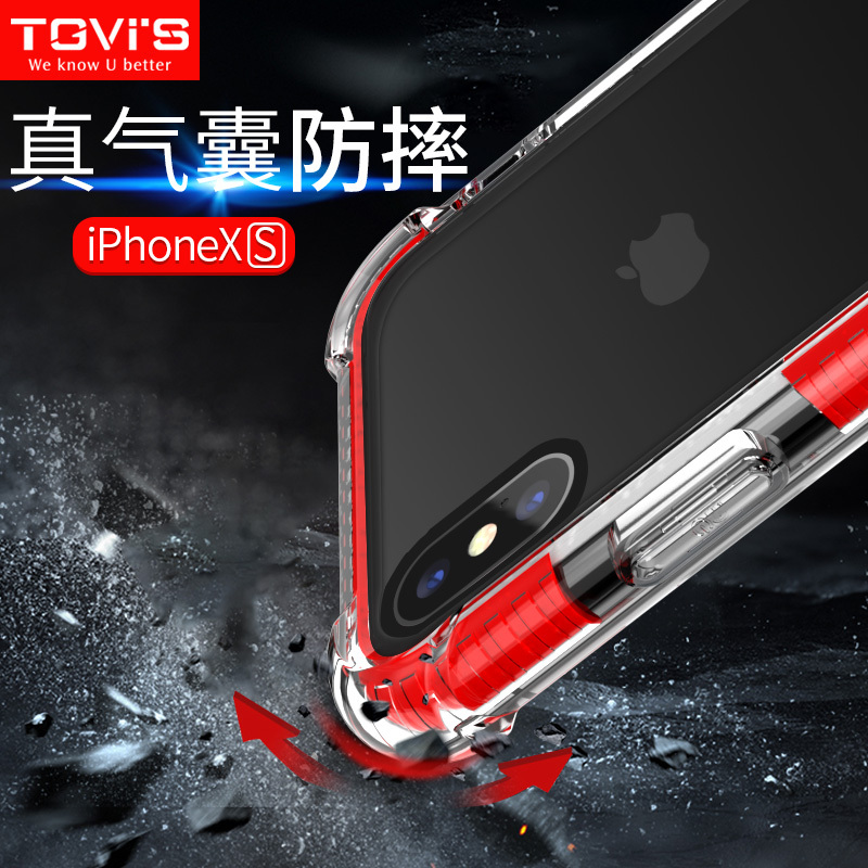 泰维斯(TGVI’S) iPhoneXS Max新机6.5英寸手机壳透明气囊防摔保护套 晶格系列 红色