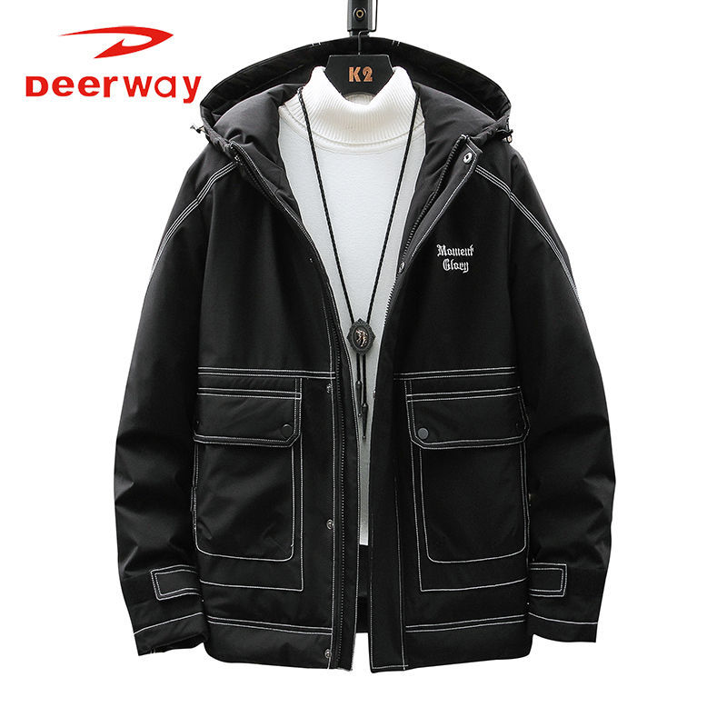 deerway德尔惠冬季男士90白鸭绒羽绒服连帽商务休闲中青年外套男参数