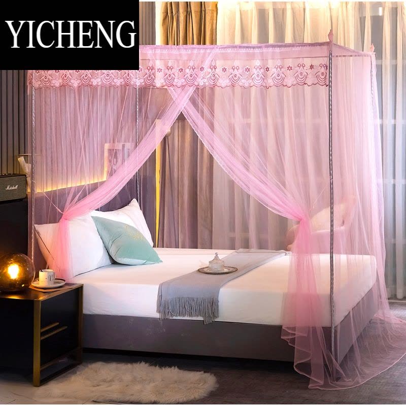 YICHENG单开门家用蚊帐加密帐纱落地式1.2米蚊帐带支架1.5m床1.8单门蚊帐图片