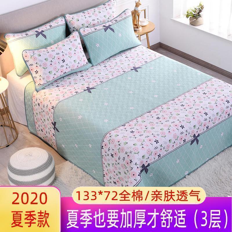美帮汇铺床不跑 全棉床单单件双人全棉被单儿童单人加厚三件套学生宿舍 花意满园-绿【三层加厚柔软更适合儿童和女性】 150*200cm【三件套】建议1.0或1.2m床用