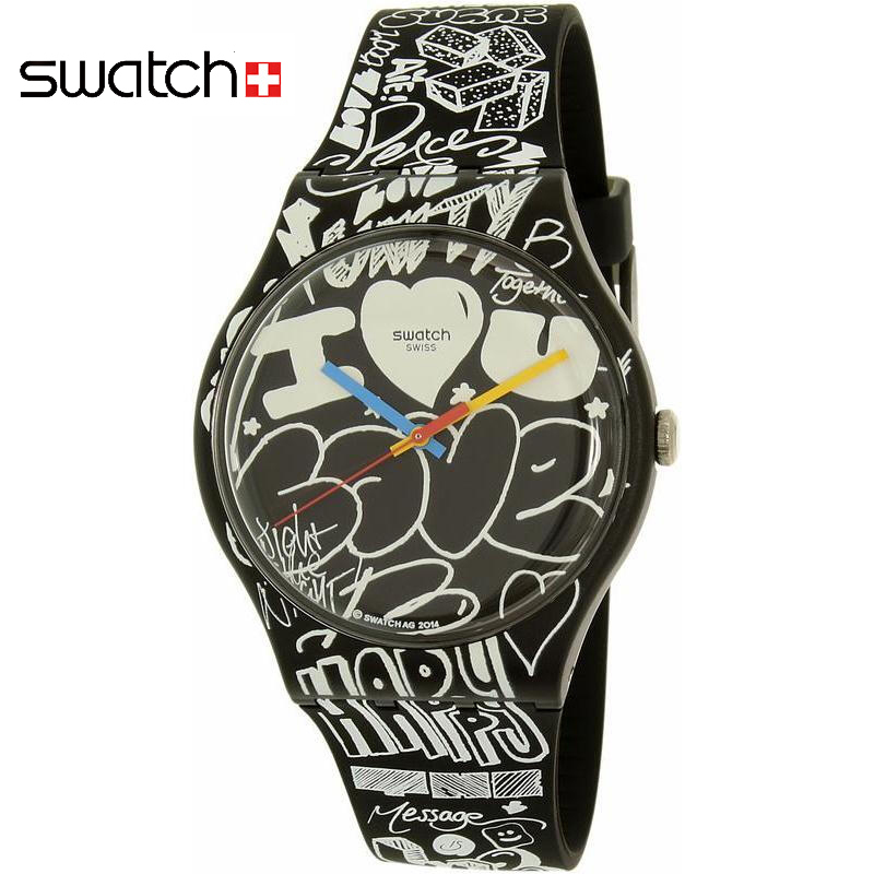 Swatch/斯沃琪手表 涂鸦街头风格 树脂表带 男女通用表爱之墙SUOB125