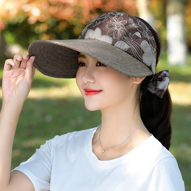 盛世尼曼空顶遮阳帽女防晒凉帽大沿遮脸帽子女款运动夏季漏顶大檐帽