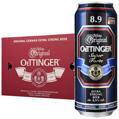 德国原装进口 奥丁格(OETTINGER)8.9度精酿啤酒500ML*24罐 整箱装