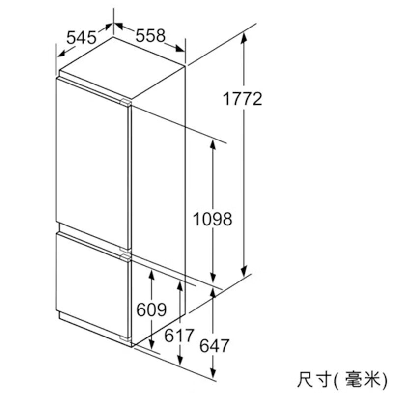 博世KIN86AD30C 德国原装进口两门全嵌入风冷无霜冰箱高清大图