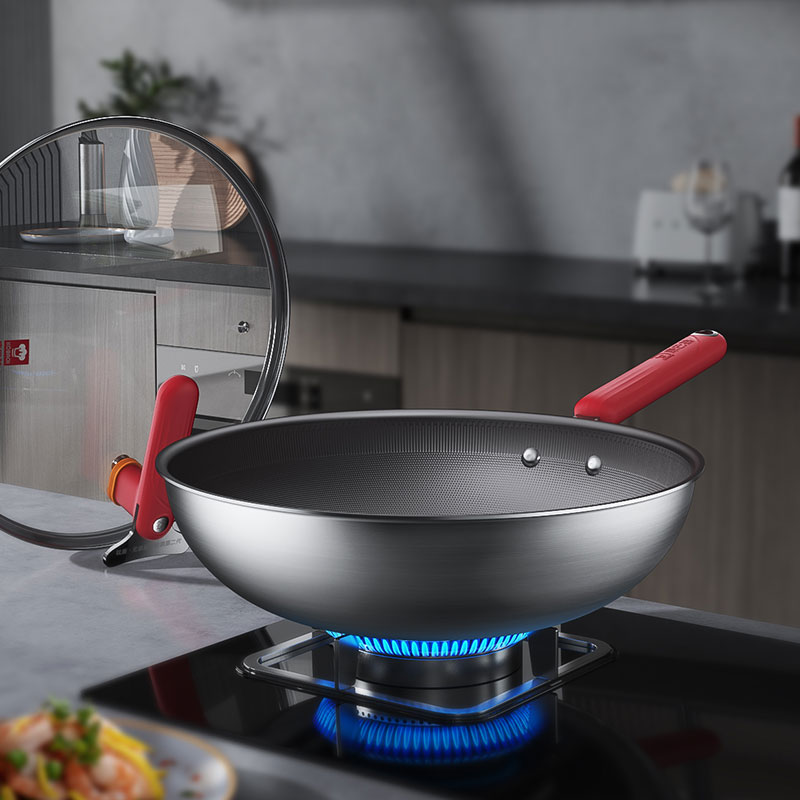 康巴赫钛炒锅无涂层钛盾不粘锅0涂层家用燃气灶电磁炉专用炒菜锅高清大图