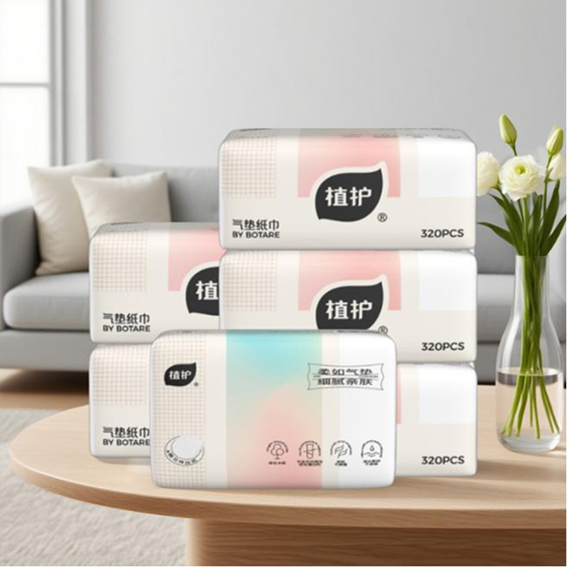 植护 气垫纸巾(幻彩系列)140*175/4层 80抽*6包高清大图