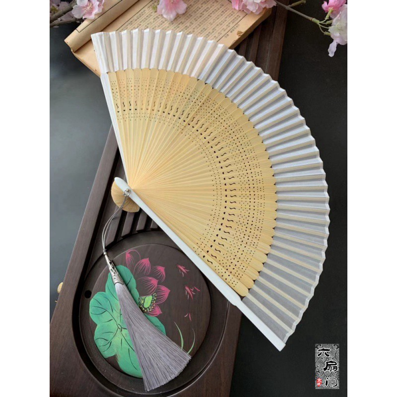 大红色女式手绘扇子小折扇中国风古风古典日式便携折叠可跳舞蹈扇 三维工匠 天蓝色高清大图