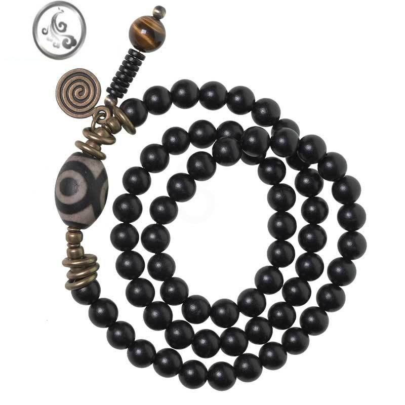 JiMi非鱼之家原创黑檀木国风手串男 民族风复古个性特色文玩手链女款图片