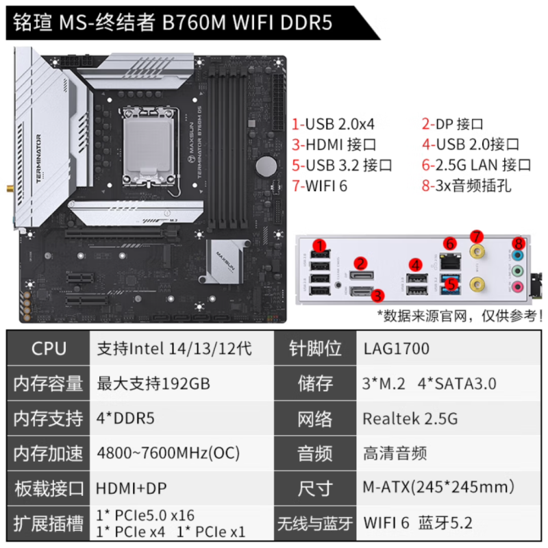 铭瑄/MAXSUN M760M终结者D4+i7 12700K 板U套装 一套