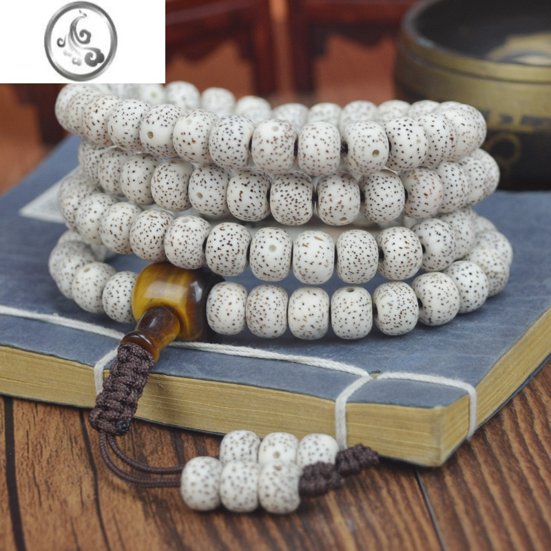 jimi简约星月菩提子108颗海南原生态正月顺白佛珠念珠手串男女项链素