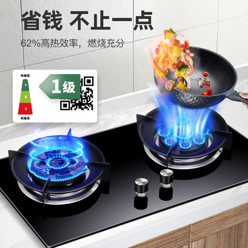 爱德(aide) 燃气灶一级能效 5.0kw双边定时灶节能省气炉灶爆炒煤气灶家用鸳鸯燃气灶炉具 AB023液化气