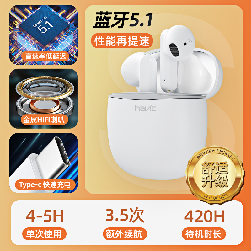 havit/海威特S2无线蓝牙耳机入耳式单双耳运动头戴通话音乐游戏车载可适用于苹果iPhone华为小米安卓男女