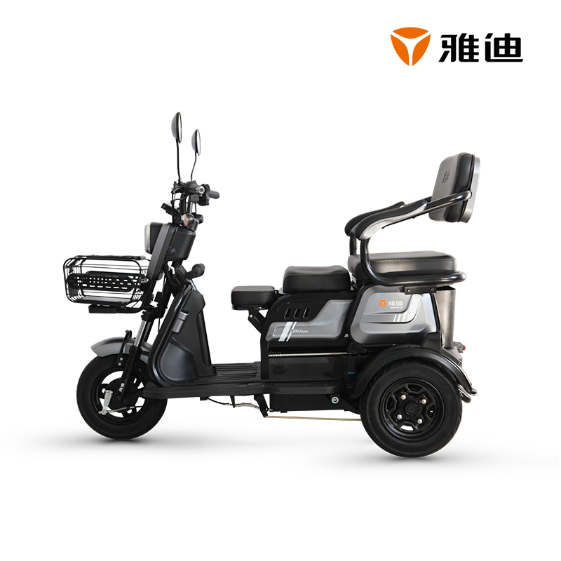雅迪电动三轮车48V20A乐酷2020雅迪电瓶三轮铅酸代步车 油光尼卡灰