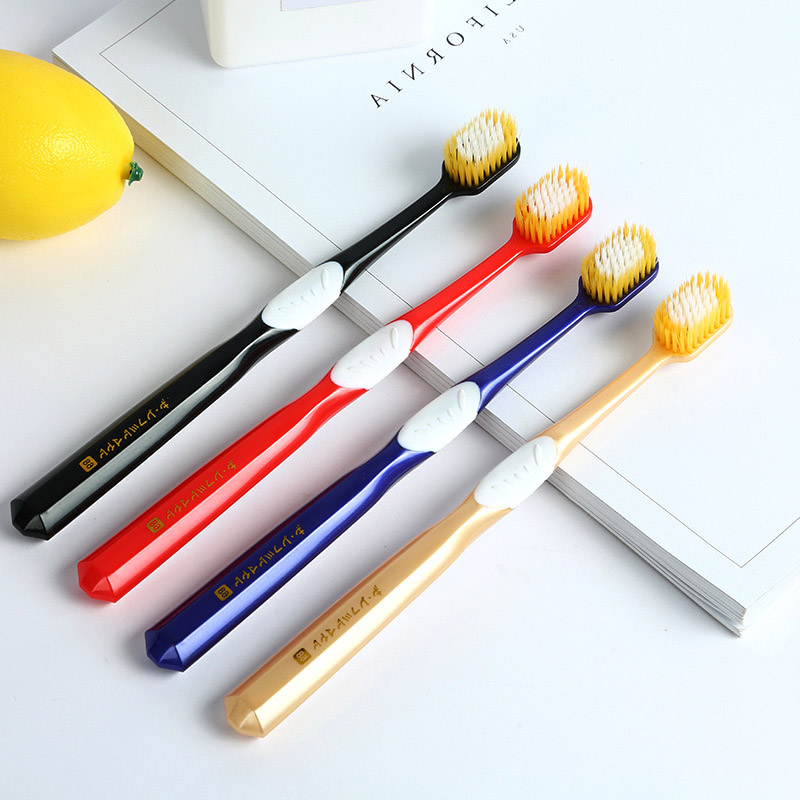 葵雨 日系宽头牙刷细丝软毛成人牙刷 4支/组 颜色随机高清大图