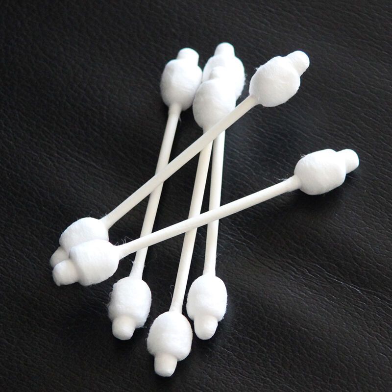 袋鼠医生婴幼儿童宝宝棉签棉棒葫芦头60支婴儿双头棉签棉棒细轴天然