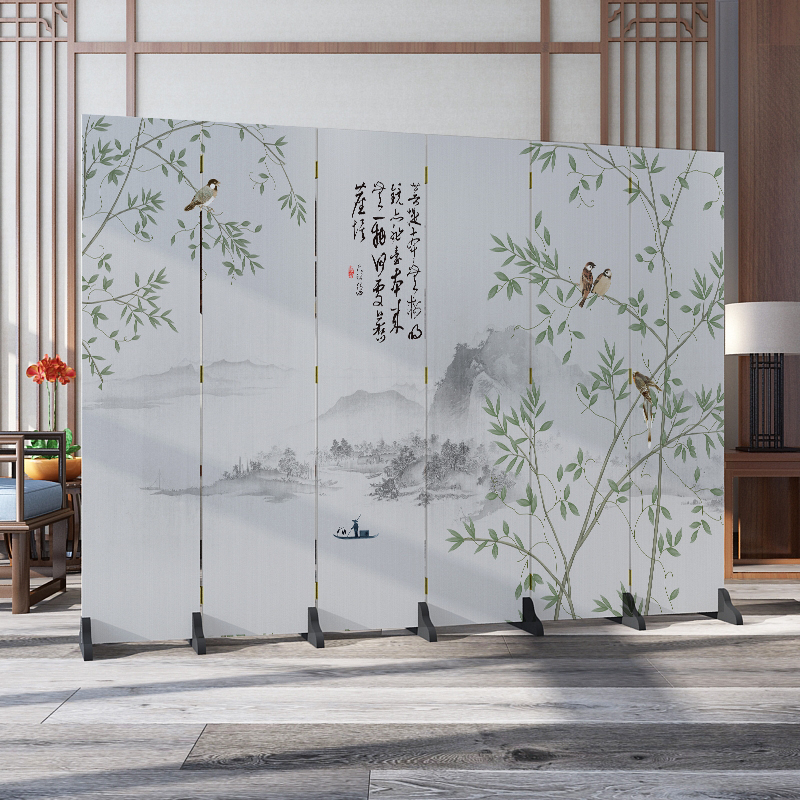 中式屏风卧室遮挡家用装饰隔断墙客厅酒店办公室折叠移动双面折屏 金色爆款14