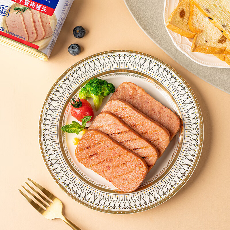 上海梅林午餐肉罐头198g火锅食材三泡面螺蛳粉搭档即食火腿肠