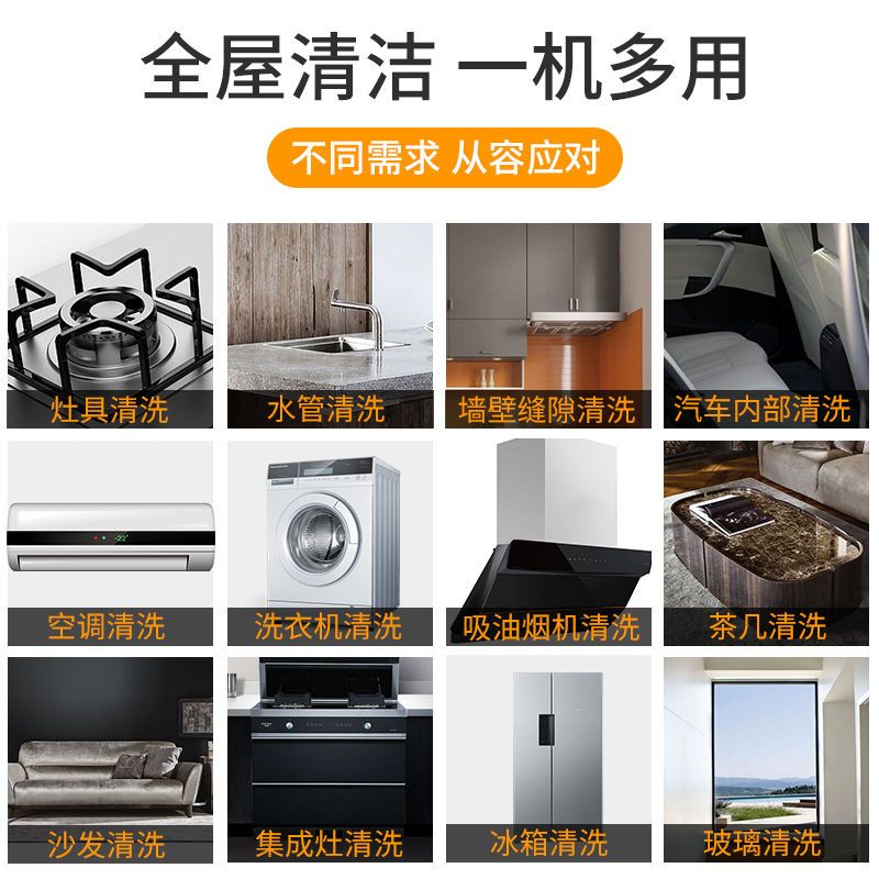 高温高压蒸汽清洁机洗车机清洗机空调清洗工具全套油烟机去油|黄色3000瓦电控枪小金刚-可过火碱 清洁大礼包+空调罩