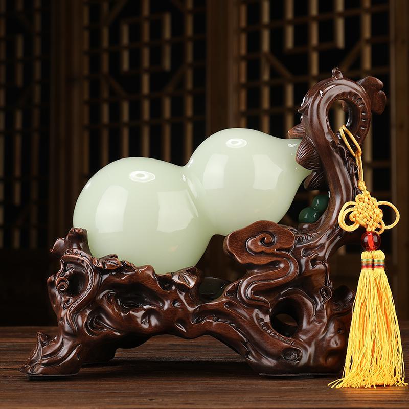 家柏饰corated玉葫芦摆件开业乔迁生日礼品福到平安客厅酒柜玄关装饰