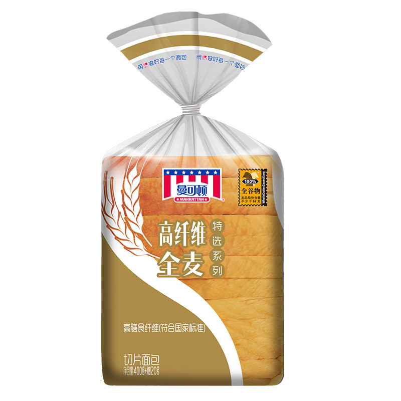 曼可顿高纤维全麦面包400g
