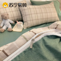 奂米夏季华夫格四件套水洗棉床单被套床笠款非全棉纯棉床上用品宿舍三814-3