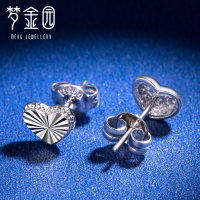 【新品】梦金园铂金耳钉 PT950车花爱心耳钉直针耳饰 女款