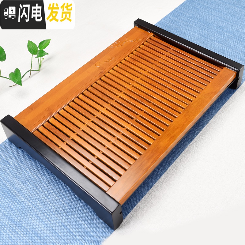 三维工匠功夫茶具抽屉式排水式实木茶盘家用简约茶台茶海迷你小号茶台 22竹木禅佛单茶盘高清大图