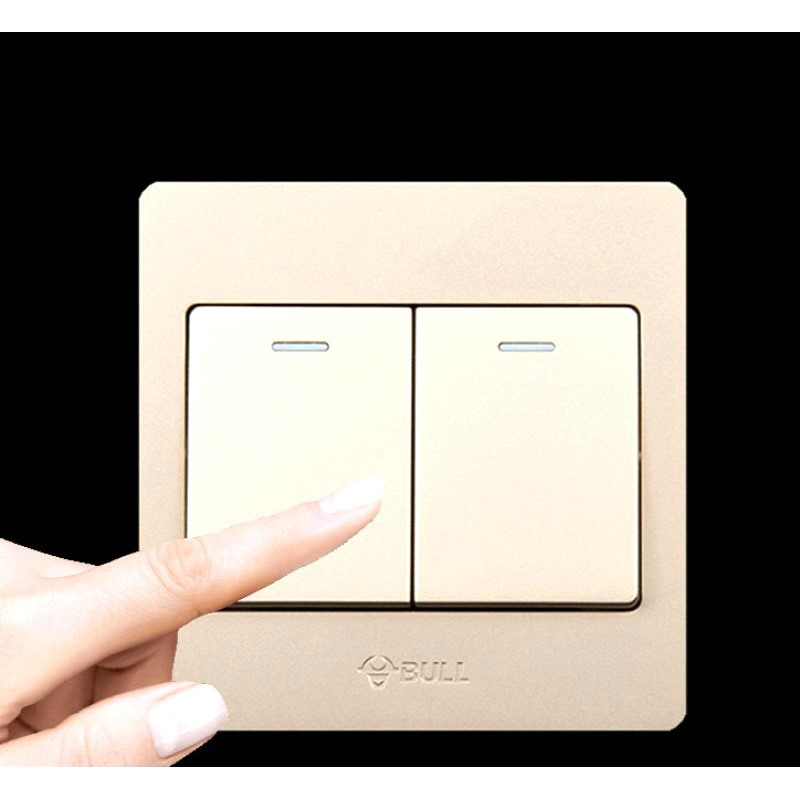 bull公牛g06一开多控香槟金色墙壁开关插座86暗装面板灯双开关一开多