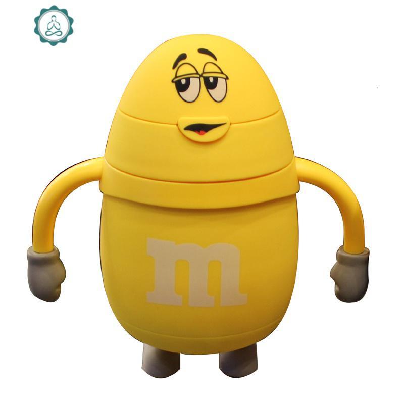 创意儿童m豆吸管杯巧克力豆卡通保温壶学生保冷保温杯