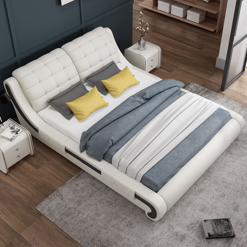 [框架结构]床双人主卧真皮床榻榻米成人简约多功能储物欧式婚床大1.