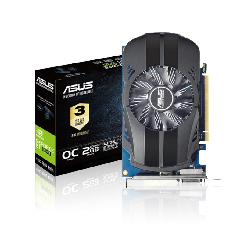 华硕(ASUS) GT1030显卡全高半高刀卡小机箱福音半高卡行业点亮机独立显卡 PH-GT1030-O2G(有风扇)