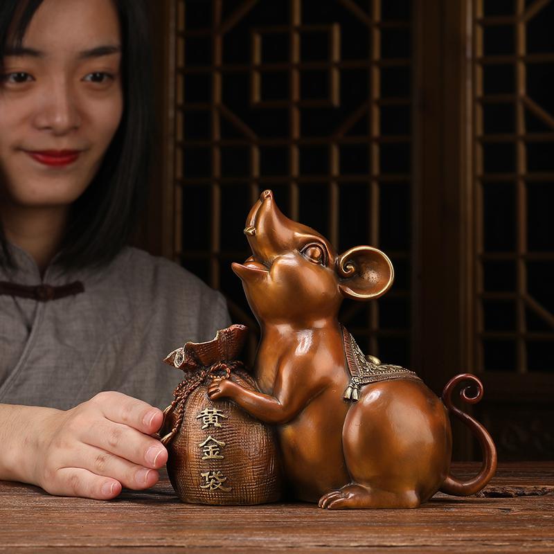 美帮汇铜老鼠摆件铜生肖鼠金鼠客厅玄关柜领导办公室开业礼品高清大图