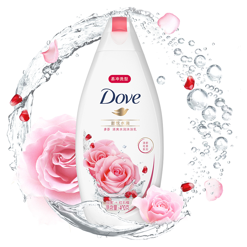 多芬(Dove)清爽水润沐浴乳 甜悦水润400g[联合利华]