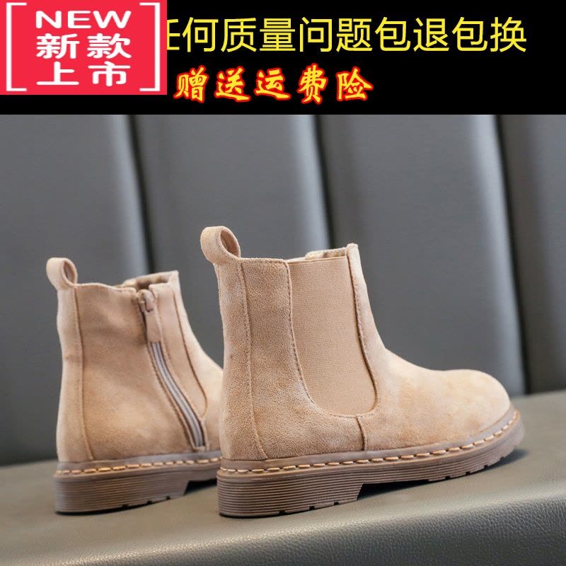 可莉允女童马丁靴2022年春秋冬季松紧短靴复古英伦单靴小女孩加绒儿童靴图片