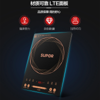 苏泊尔(SUPOR)电磁炉IH21E6Y 黑色 LTE面板整板触控 2100W大功率 触控式智能滑控技术 加赠汤锅+炒锅