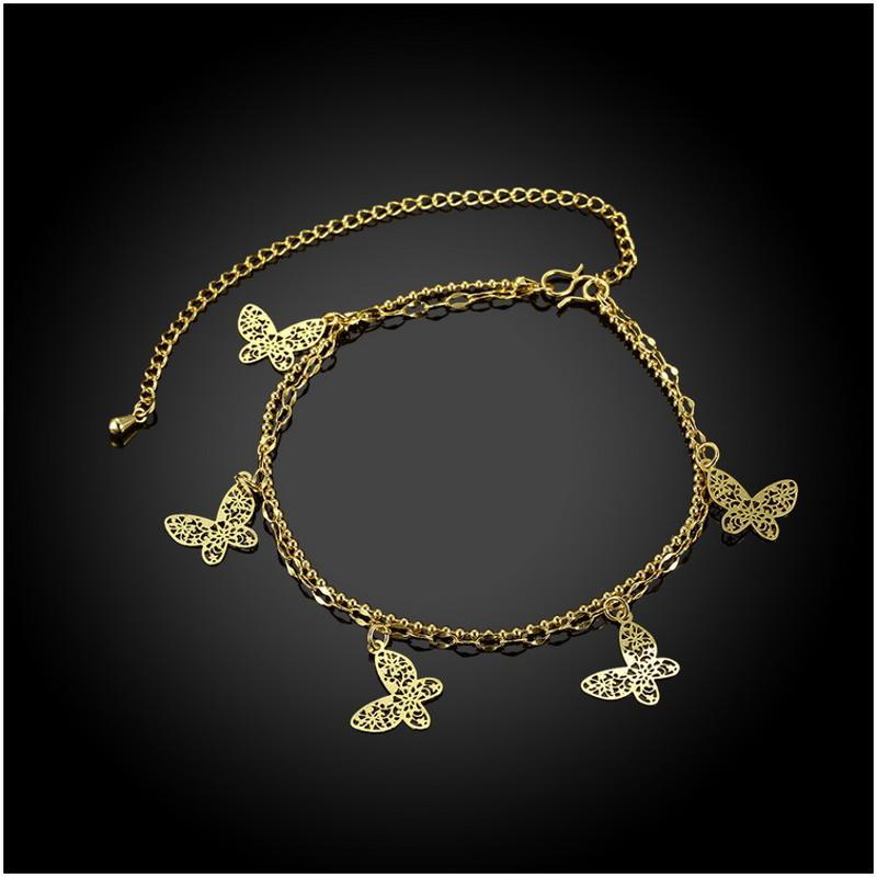 A060-A Women 18K yellow gold anklet jewelry 镀黄金色女脚链潮
