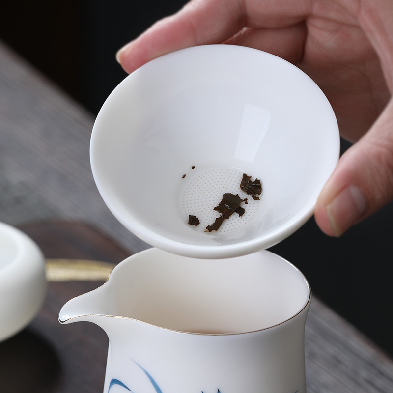MULTIPOTENT整套功夫茶具羊脂玉中国白手绘茶壶茶杯套装 精美伴手礼盒